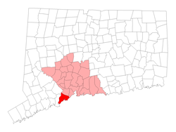 Location in New Haven County, کنیکٹیکٹ