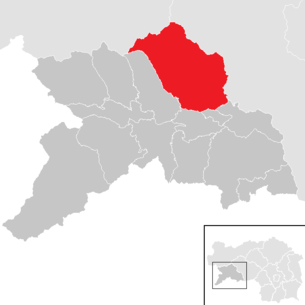 Lage der Gemeinde Oberwölz im Bezirk Murau (anklickbare Karte)