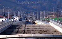 Anbindung Baumkirchen: Die neue Unterinntalbahn taucht hier wieder auf. Geradeaus geht es zur Umfahrung Innsbruck, rechts zur Bestandsstrecke nach Innsbruck Hbf