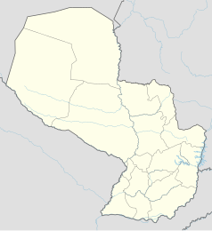 Mapa konturowa Paragwaju, na dole znajduje się punkt z opisem „Estadio Defensores del Chaco”