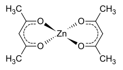 Strukturformel von Zinkacetylacetonat