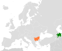 Map indicating locations of Azerbaijan and Bulgaria