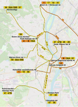   A budai fonódó járatai   További budai villamosvonalak