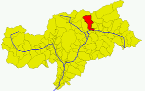 Poziția comunei în cadrul provinciei