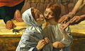 John Everett Millais: Christus im Hause seiner Eltern, Detail mit Jesus und seiner Mutter Maria, 1849