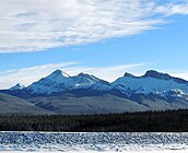 Kista Peak and frozen Abraham Lake