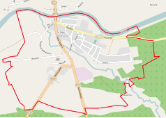 Mapa konturowa Obrzycka, blisko centrum po lewej na dole znajduje się punkt z opisem „Obrzycko”