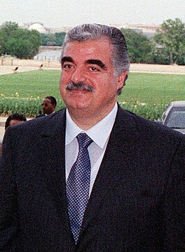 Rafik Hariri in de Verenigde Staten in april 2001.