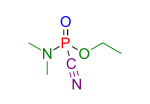 Tabun (vereinfachte Strukturformel ohne Berücksichtigung der Stereochemie am Phosphoratom)