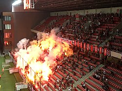 Οι ultras της Σπαρτάκ Τρνάβα στο γήπεδο το 2018