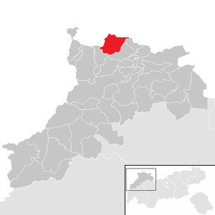 Lage der Gemeinde Vils (Tirol) im Bezirk Reutte (anklickbare Karte)