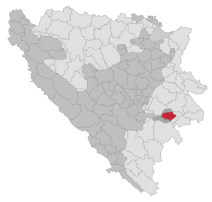Lage der Gemeinde Goražde in Bosnien und Herzegowina (anklickbare Karte)