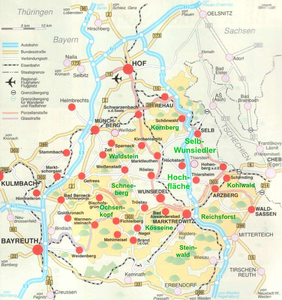 Lage des Reichsforstes im Fichtelgebirge