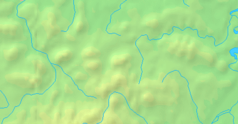 Mapa konturowa Beskidu Wyspowego, na dole nieco na lewo znajduje się czarny trójkącik z opisem „Cyrkowa Góra”