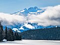 Oscar Peak in winter with frozen Lava Lake