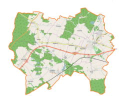 Mapa konturowa gminy Syców, po lewej znajduje się punkt z opisem „Szczodrów”