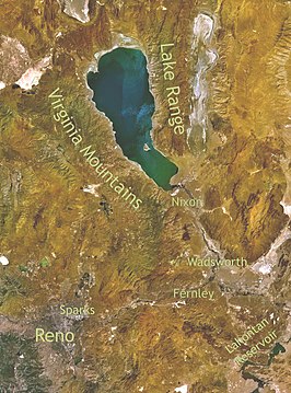 Satellietfoto van Pyramid Lake in Nevada