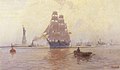 Segelschiff vor der Freiheitsstatue im Hafen von New York 1897