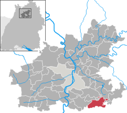 Elhelyezkedése Baden-Württemberg térképén