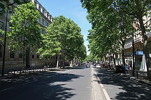 Der Boulevard Saint-Michel nördlich der Einmündung der Rue de Vaugirard (Blickrichtung Norden)