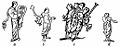 Illustration of theory in Encyclopedia Britannica, 1911, showing a theory to get a lute from a lyre. (A) base rotta (C) the first transformation (B) the cithara as lute (D) the cithara as lute.[2]