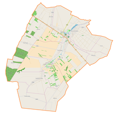 Mapa konturowa gminy Fajsławice, u góry nieco na lewo znajduje się punkt z opisem „Ignasin”