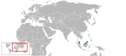 Map indicating locations of Malaysia and Netherlands