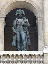 Statue of Napoleon overlooking the courtyard