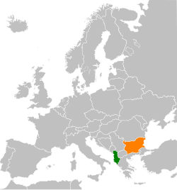 Map indicating locations of Albania and Bulgaria