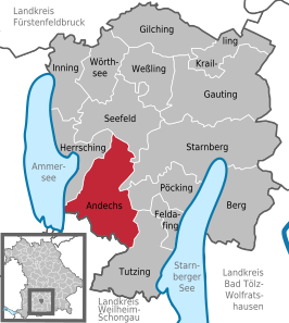 Kaart van Andechs (Duitsland)