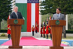 President George W. Bush with President of Pakistan Pervez Musharraf in Islamabad, Pakistan, March 4, 2006