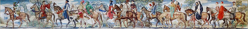 Τοιχογραφία με αναπαράσταση της πορείας των προσκυνητών του Καντέρμπερυ από τη Βιβλιοθήκη του Κογκρέσου των Ηνωμένων Πολιτειών