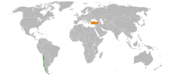 Haritada gösterilen yerlerde Chile ve Turkey