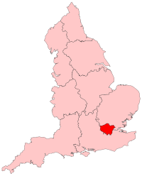 London region shown within England