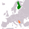 Location map for Finland and Serbia.