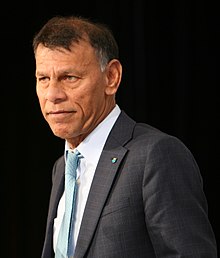 Hassan Yussuff at the Ontario Federation of Labour Convention in 2017