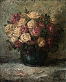 Roses in Blue Pot Oil on Canvas 1960