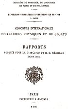Titelseite des offiziellen „Berichts über die Sportwettbewerbe der Weltausstellung“