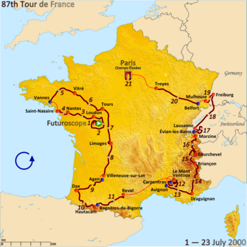 2000 Tour de France rotası