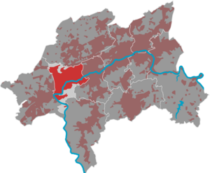 Lage des Bezirks Elberfeld-West in Wuppertal