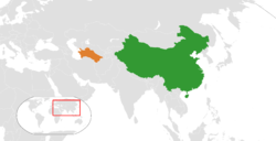 Haritada gösterilen yerlerde China ve Turkmenistan