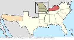 Map of the change to the Confederate States on November 28, 1861