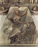 Η Άρτεμις επί άρματος, νωπογραφία, 1519, Πάρμα, Monastero di San Paolo