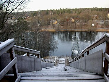 A nearby ski jump