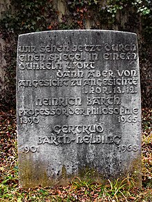 Heinrich Barth-Helbing (1890–1965) Dr. phil., Professor, E. h. der Theologie, Ehrengrab auf dem Friedhof am Hörnli, Riehen, Basel-Stadt