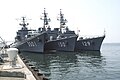 JS Katori, JS Matsuyuki and JS Yamayuki at Norfolk on 30 July 1987.