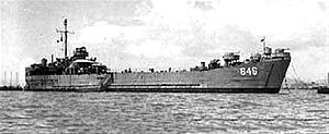 LST-846 at anchor in Hong Kong, 30 September 1948