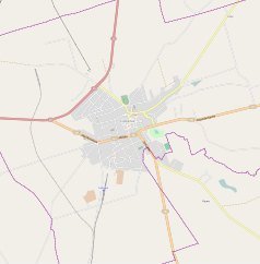 Mapa konturowa Lubawy, blisko prawej krawiędzi nieco u góry znajduje się punkt z opisem „Lipy”