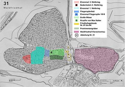 Detailplan des Waldfriedhofs.