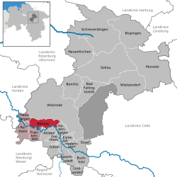 Elhelyezkedése Alsó-Szászország térképén